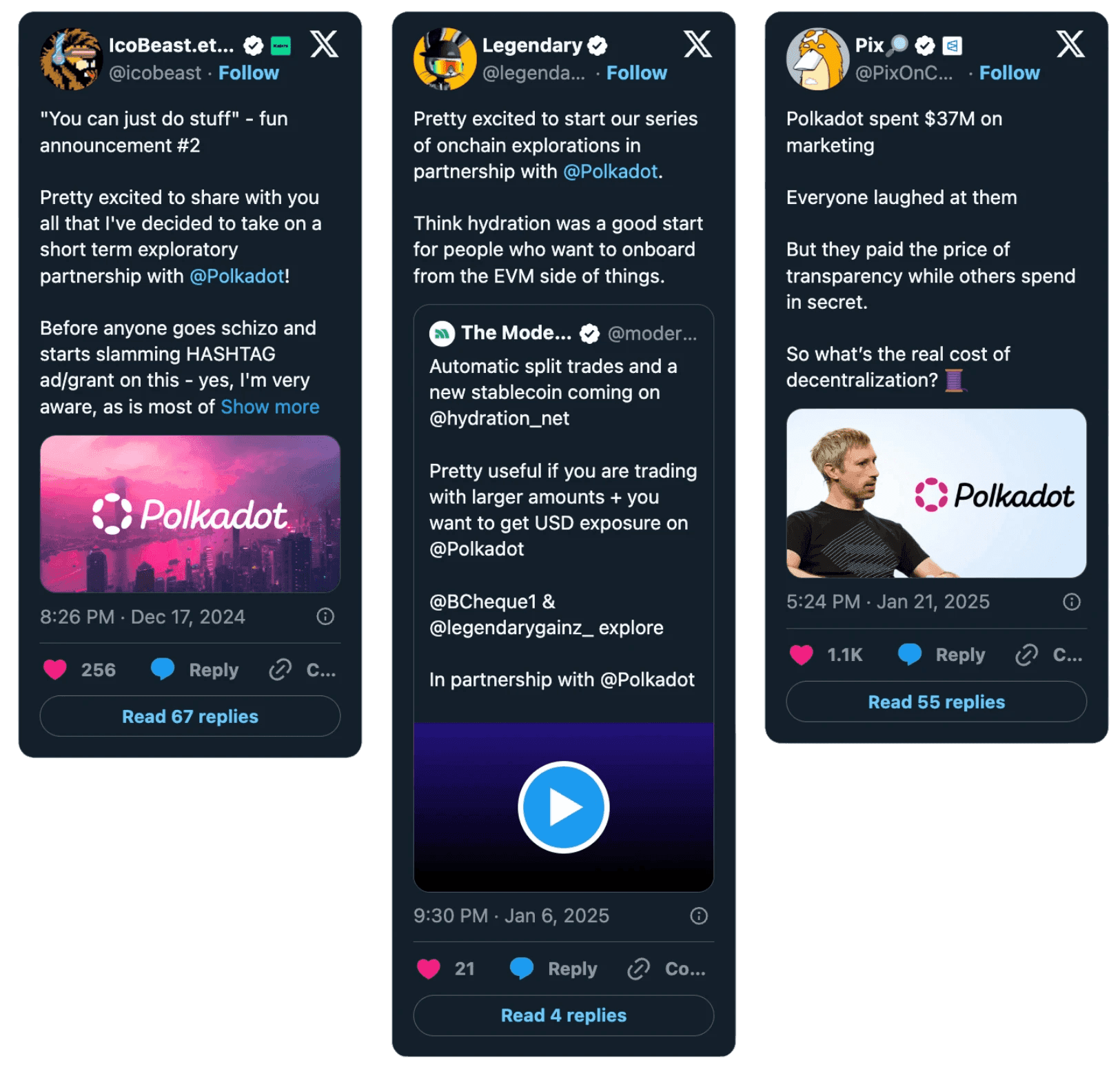 Polkadot creator posts from the original case study